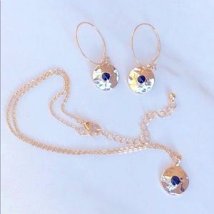 ❤️Hammered Gold Dainty Hoops & Necklace Set